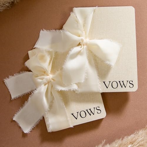 Modern Album Designs Cream Embossed Slim Vow Books w/Ribbon (Set of 2)