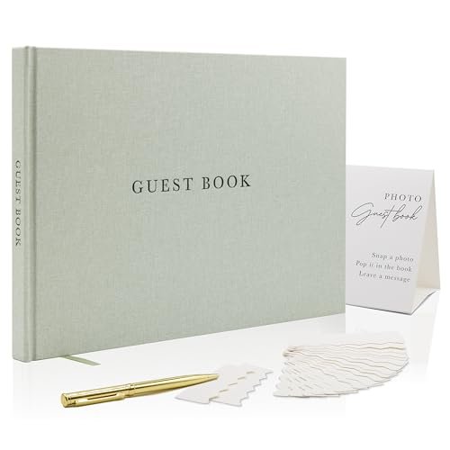 Modern Album Designs Real Linen Guest Book Set
